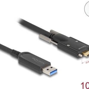 Delock Aktives Optisches Kabel USB 10 Gbps Typ-A Stecker zu USB Type-C™ Stecker mit Schrauben seitlich 10 m (83206)