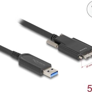 Delock - USB-Kabel - USB Typ A (M) zu Micro-USB Typ B (M) schraubbar - USB 2,0 - 900 mA - 5,0m - Schwarz (83211)