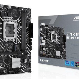 ASUS PRIME H610M-K D4 - Motherboard - micro ATX - LGA1700-Sockel - H610 Chipsatz - USB 3,2 Gen 1 - Gigabit LAN - Onboard-Grafik (CPU erforderlich) - HD Audio (8-Kanal) (90MB1HN0-M0EAY0)