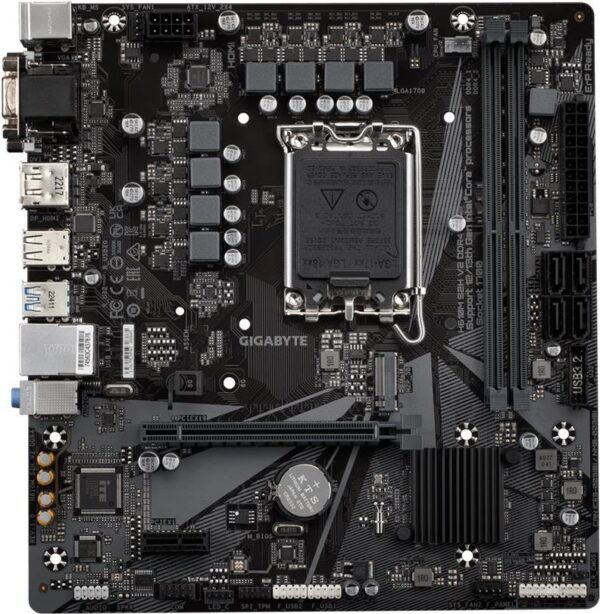 Gigabyte H610M S2H V2 Micro-ATX DDR5-SRAM Mainboard - LGA1700-Sockel - H610 Chipsatz - USB 3.2 Gen 1 - Gigabit LAN - Onboard-Grafik (CPU erforderlich) - HD Audio (8-Kanal) (H610M S2H V2)
