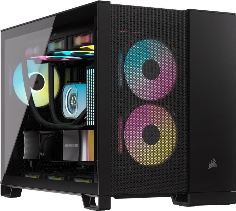 CORSAIR 2500D AIRFLOW - Mid tower - micro ATX - Seitenteil mit Fenster (gehärtetes Glas) - keine Spannungsversorgung (ATX) - Schwarz - USB/Audio (CC-9011263-WW)