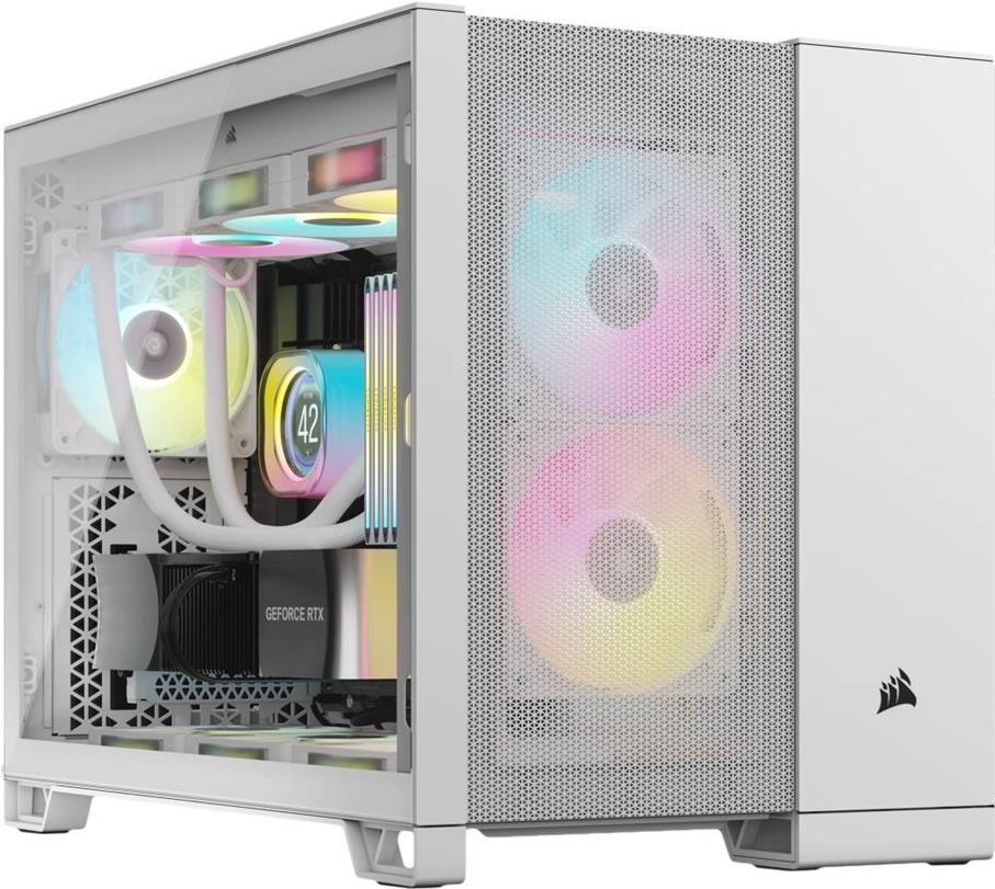 CORSAIR 2500D AIRFLOW - Mid tower - micro ATX - Seitenteil mit Fenster (gehärtetes Glas) - keine Spannungsversorgung (ATX) - weiß - USB/Audio (CC-9011264-WW)
