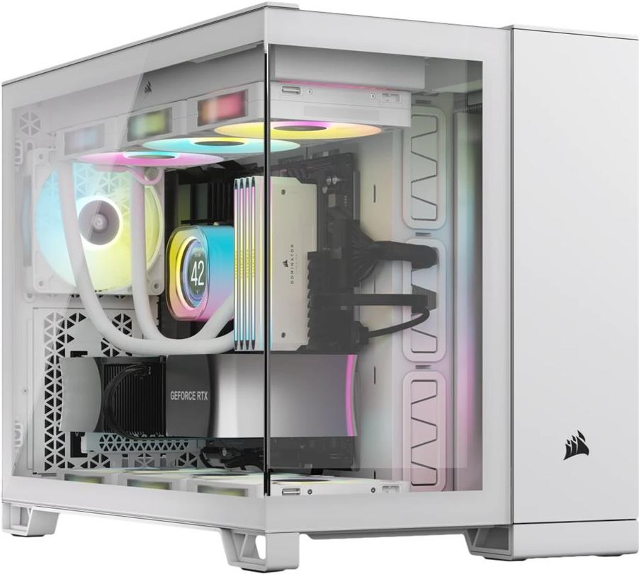 CORSAIR 2500X - Mid tower - micro ATX - Seitenteil mit Fenster (gehärtetes Glas) - keine Spannungsversorgung (ATX) - weiß - USB/Audio (CC-9011266-WW)