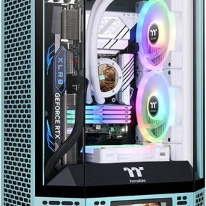 Thermaltake The Tower 300 - Micro Tower - mini ITX / micro ATX - Seitenteil mit Fenster (gehärtetes Glas) - keine Spannungsversorgung (PS/2) - Türkis - USB/Audio (CA-1Y4-00SBWN-00)