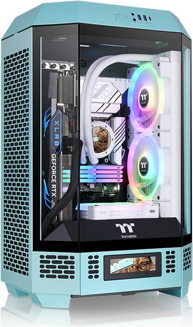 Thermaltake The Tower 300 - Micro Tower - mini ITX / micro ATX - Seitenteil mit Fenster (gehärtetes Glas) - keine Spannungsversorgung (PS/2) - Türkis - USB/Audio (CA-1Y4-00SBWN-00)