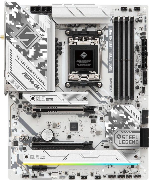 ASRock B650 Steel Legend WiFi - Motherboard - ATX - Socket AM5 - AMD B650 Chipsatz - USB-C 3,2 Gen 2x2, USB 3,2 Gen 2, USB-C 3,2 Gen 1, USB 3,2 Gen 1 - 2,5 Gigabit LAN, Wi-Fi 6E, Bluetooth - Onboard-Grafik (CPU erforderlich) - HD Audio (8-Kanal) (90-MXBN90-A0UAYZ)