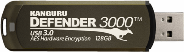 Kanguru Encrypted Defender 3000 - USB-Flash-Laufwerk - verschlüsselt - 128 GB - USB 3.2 Gen 1 - FIPS 140-2 Level 3 - TAA-konform (KDF3000-128G)