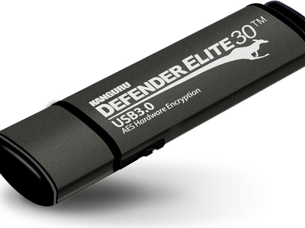 Kanguru Defender Elite30 - USB-Flash-Laufwerk - verschlüsselt - 512 GB - USB 3.2 Gen 1 - Schwarz - TAA-konform (KDFE30-512G)