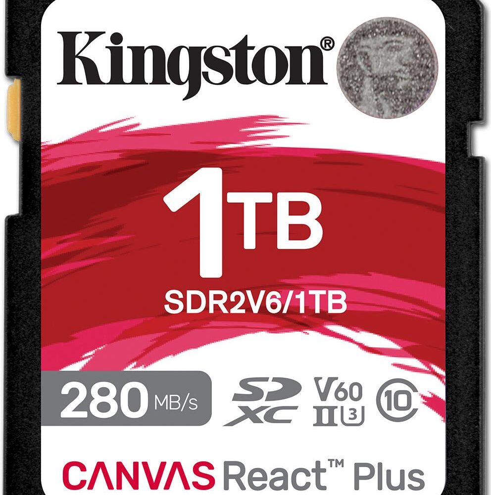 Kingston Canvas React Plus - Flash-Speicherkarte - 1TB - Video Class V60 / UHS-II U3 / Class10 - SDXC UHS-II (SDR2V6/1TB)