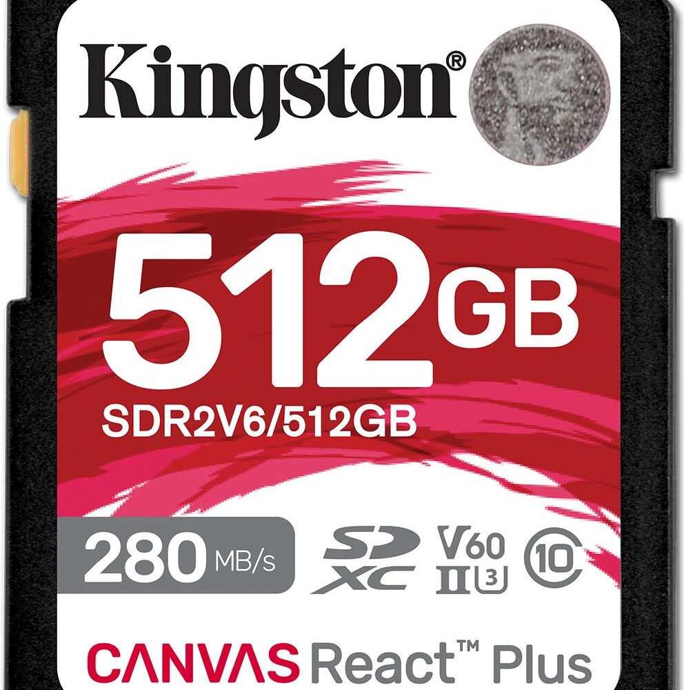 Kingston Canvas React Plus - Flash-Speicherkarte - 512GB - Video Class V60 / UHS-II U3 / Class10 - SDXC UHS-II (SDR2V6/512GB)