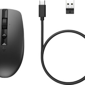 HP 715 Wiederaufladbare Maus für mehrere Geräte - Beidhändig - RF Wireless + Bluetooth - 3000 DPI - Schwarz (6E6F0AA)