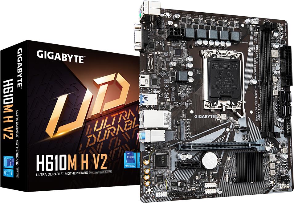 Gigabyte H610M H V2 - 1,0 - Motherboard - micro ATX - LGA1700-Sockel - H610 Chipsatz - USB 3,2 Gen 1 - Gigabit LAN - Onboard-Grafik (CPU erforderlich) - HD Audio (8-Kanal) (H610M H V2)