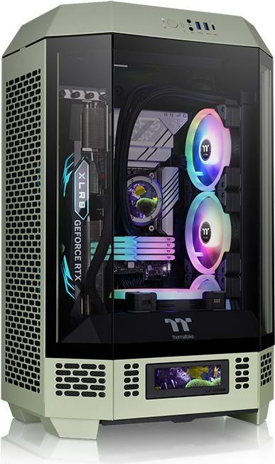 Thermaltake The Tower 300 - Micro Tower - mini ITX / micro ATX - Seitenteil mit Fenster (gehärtetes Glas) - keine Spannungsversorgung - Matcha Green - USB/Audio (CA-1Y4-00SEWN-00)