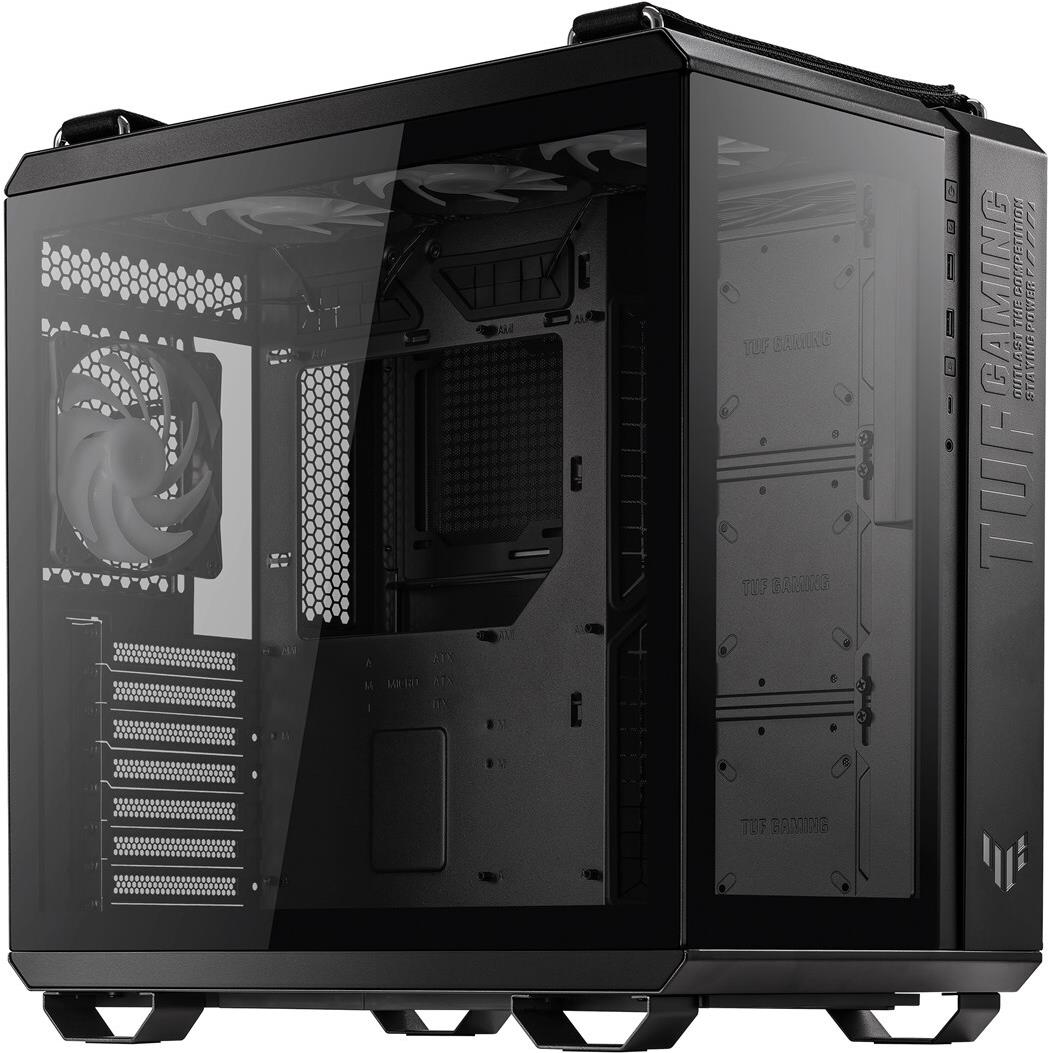 ASUS TUF Gaming GT502 Plus - Mid tower - ATX - Seitenteil mit Fenster (gehärtetes Glas) - keine Spannungsversorgung - Schwarz - USB/Audio (90DC0090-B19010)