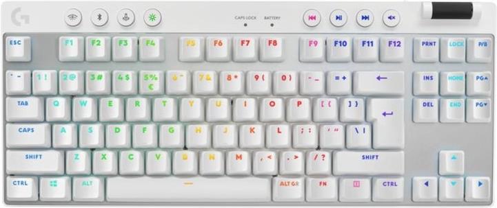 Logitech G PRO X TKL - Tastatur - Gaming - Hintergrundbeleuchtung - kabellos - 2,4 GHz, Bluetooth - QWERTY - US International - Tastenschalter: Tactile - weiß (920-012148)