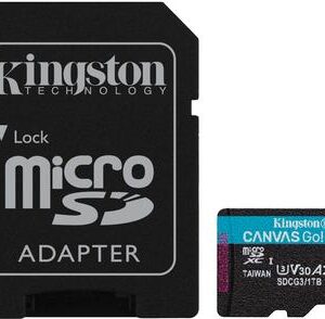 Kingston Canvas Go! Plus - Flash-Speicherkarte (microSDXC-an-SD-Adapter inbegriffen) - 1TB - A2 / Video Class V30 / UHS-I U3 / Class10 - microSDXC UHS-I (SDCG3/1TB)