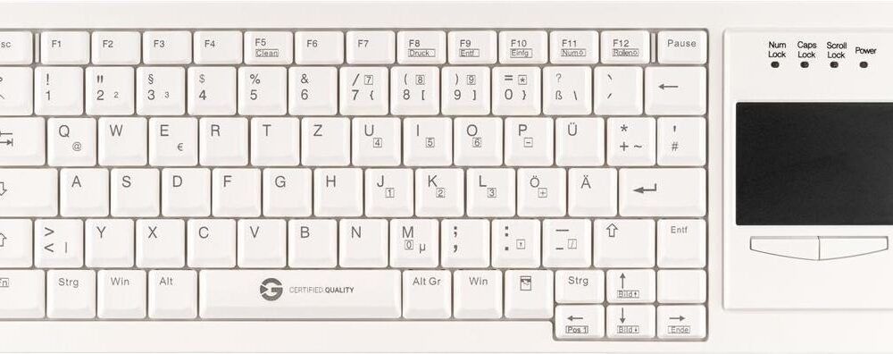 GETT Gerätetechnik CleanType Xtra Touch - Tastatur - mit Touchpad - USB - QWERTZ - Deutsch - weiß (KL30207)