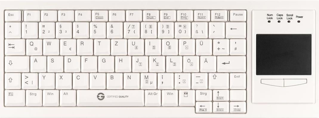 GETT Gerätetechnik CleanType Xtra Touch - Tastatur - mit Touchpad - USB - QWERTZ - Deutsch - weiß (KL30207)