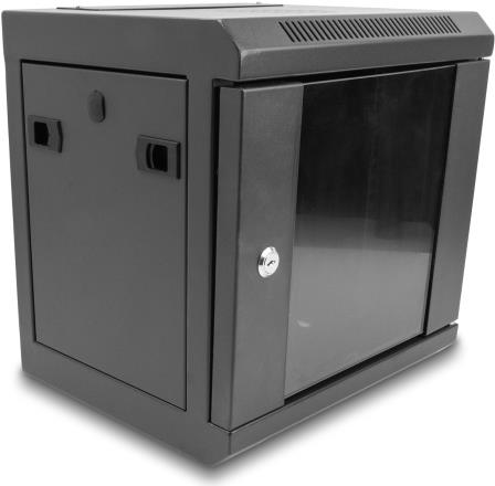 Delock - Gehäuse - mit Glastür - geeignet für Wandmontage, Ständer montierbar - Schwarz - 6U - 25,4 cm (10") (43417)