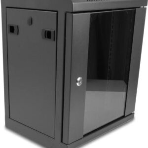 Delock - Gehäuse - mit Glastür - geeignet für Wandmontage, Ständer montierbar - Schwarz - 8U - 25,4 cm (10") (43418)