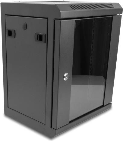 Delock - Gehäuse - mit Glastür - geeignet für Wandmontage, Ständer montierbar - Schwarz - 8U - 25,4 cm (10") (43418)