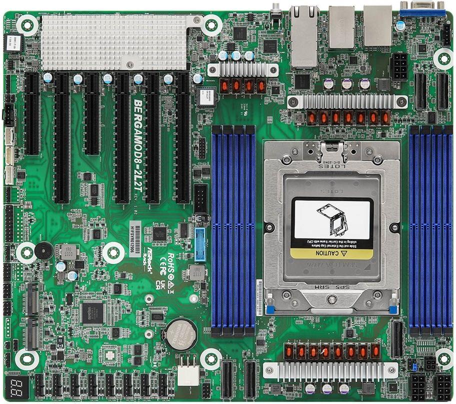 ASRock Rack BERGAMOD8-2L2T - Motherboard - SSI CEB - LGA6096 Socket - USB 3,2 Gen 1 - 2 x 10 Gigabit LAN, 2 x Gigabit LAN - Onboard-Grafik (BERGAMOD8-2L2T)