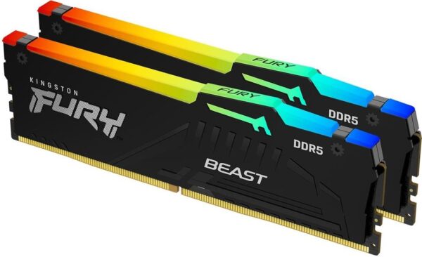 Kingston FURY Beast RGB - DDR5 - Kit - 32GB: 2 x 16GB - DIMM 288-PIN - 6000 MHz / PC5-48000 - CL30 - on-die ECC - Schwarz (KF560C30BBEAK2-32)