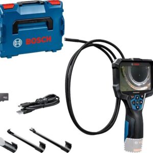 Bosch GIC 12V-5-27 C PROFESSIONAL. Display-Auflösung: 1280 x 720 Pixel, Bildschirmdiagonale: 12,7 cm (5"). Video-Auflösung: 1280 x 720 Pixel, Foto Auflösung(en): 1280x720, Blickwinkel (FOV): 75°. Sondendurchmesser: 8,3 mm, Produktfarbe: Schwarz, Blau, Rot, Sondenlänge: 150 cm. Kompatible Speicherkarten: SD, Größe mitgelieferter Speicherkarte: 32 GB. Mitgelieferte Kabel: USB Typ-C (0601241402)