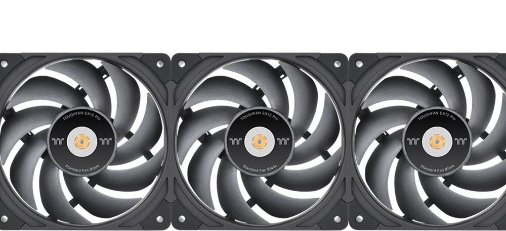 Thermaltake TOUGHFAN EX12 Pro - Swappable Edition - Gehäuselüfter - hoher statischer Druck - 120 mm (Packung mit 3) (CL-F171-PL12BL-A)