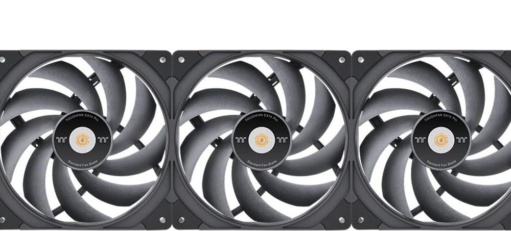 Thermaltake TOUGHFAN EX14 Pro - Swappable Edition - Gehäuselüfter - hoher statischer Druck - 140 mm (Packung mit 3) (CL-F172-PL14BL-A)