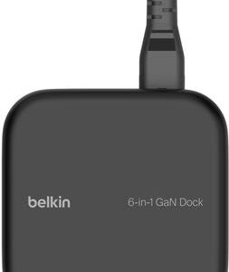 Belkin CONNECT 6-in-1 Core GaN - Dockingstation - USB-C - HDMI - 1GbE - 130 Watt (INC018VFBK)