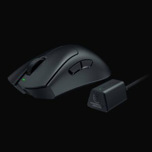Razer DeathAdder V3 Pro - Maus - Smooth-Touch, 8000 Hz - ergonomisch - Für Rechtshänder - optisch - 5 Tasten - kabellos, kabelgebunden - kabelloser Empfänger (USB) - Schwarz (RZ01-04630300-R3WL)