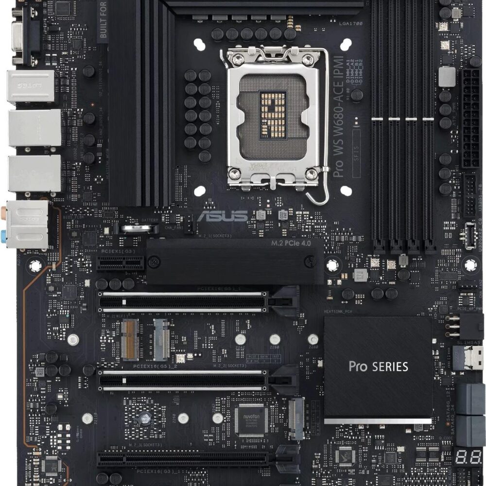 ASUS Pro WS W680-ACE IPMI - Motherboard - ATX - LGA1700-Sockel - W680 Chipsatz - USB-C 3,2 Gen2, USB 3,2 Gen 1, USB-C 3,2 Gen 2x2, USB 3,2 Gen 2 - 2 x 2,5 Gigabit LAN - Onboard-Grafik (CPU erforderlich) - HD Audio (8-Kanal) (90MB1DN0-M0EAY1)