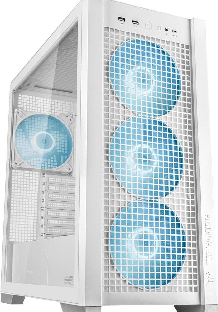 ASUS TUF Gaming GT302 - Mid tower - E-ATX - Seitenteil mit Fenster (gehärtetes Glas) - keine Spannungsversorgung - weiß - USB/Audio (90DC00I3-B19000)