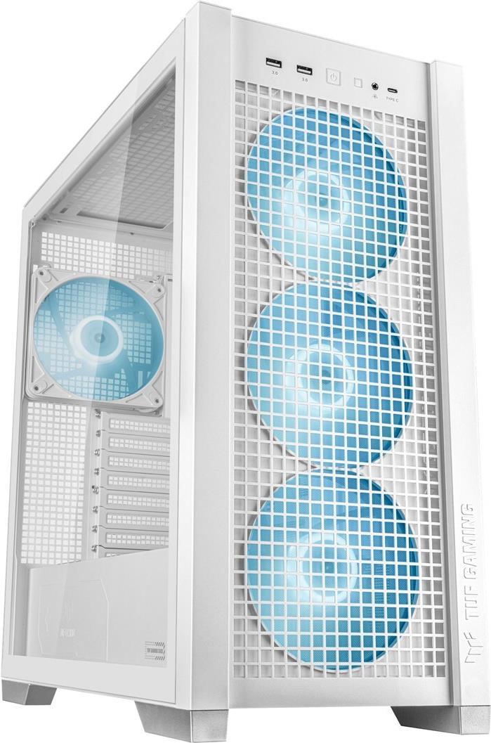 ASUS TUF Gaming GT302 - Mid tower - E-ATX - Seitenteil mit Fenster (gehärtetes Glas) - keine Spannungsversorgung - weiß - USB/Audio (90DC00I3-B19000)