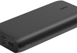 Belkin BoostCharge - Powerbank - 26000 mAh - 32 Watt - PD, Fast Charge - 4 Ausgabeanschlussstellen (24 pin USB-C, USB) - auf Kabel: USB-C (BPB016BTBK)