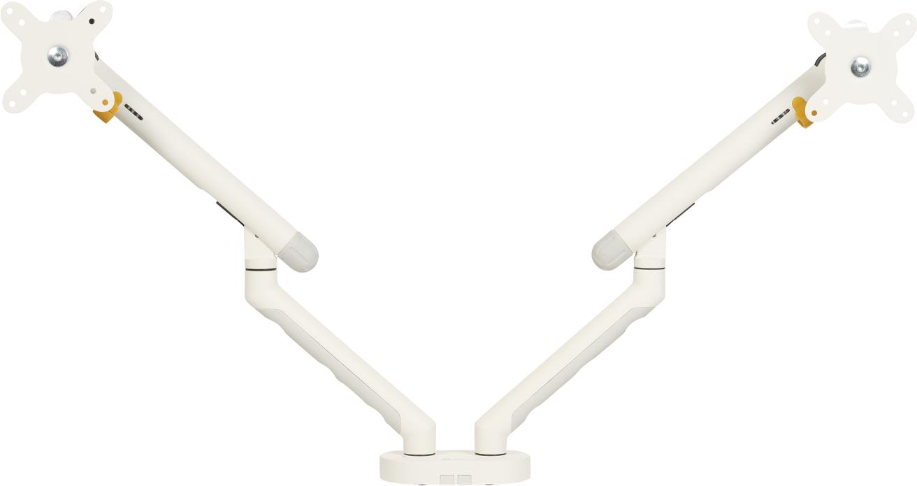 BakkerElkhuizen Bakker Elkhuizen Flexible Dual - Befestigungskit - verstellbare doppelte Arme mit mechanischer Feder - für 2 Monitore - Aluminium, Stahl, ABS-Kunststoff, thermoplastischer Gummi (TPR), Polyamid (PA6) - weiß - Bildschirmgröße: 43,18-88,9 cm (for flat screen), 43,18-81,28 cm (for curved screen) (17"-35" (for flat screen), 17"-32" (for curved screen)) - Tischmontage (BNEBFDW)