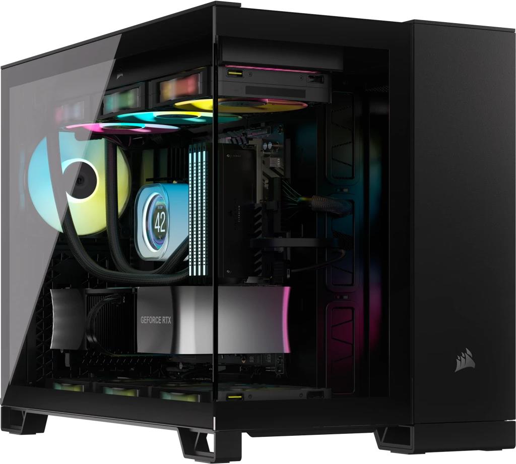 CORSAIR iCUE LINK 2500X RGB - Mid tower - micro ATX - Seitenteil mit Fenster (gehärtetes Glas) - keine Spannungsversorgung (ATX) - Schwarz - USB/Audio (CC-9011267-WW)