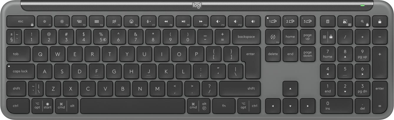 Logitech Signature Slim K950 - Tastatur - 100% full size - kabellos - Bluetooth 5,1 LE - QWERTY - US International - Graphite (920-012465)