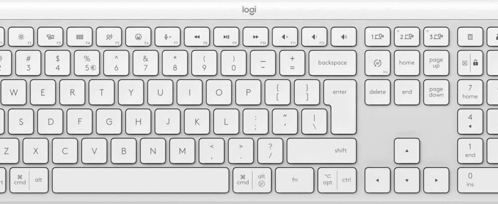 Logitech Signature Slim K950 - Tastatur - 100% full size - kabellos - Bluetooth 5,1 LE - QWERTY - US International - Off-White (920-012466)