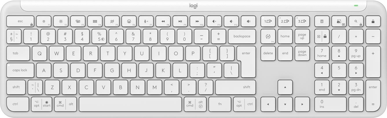 Logitech Signature Slim K950 - Tastatur - 100% full size - kabellos - Bluetooth 5,1 LE - QWERTY - US International - Off-White (920-012466)