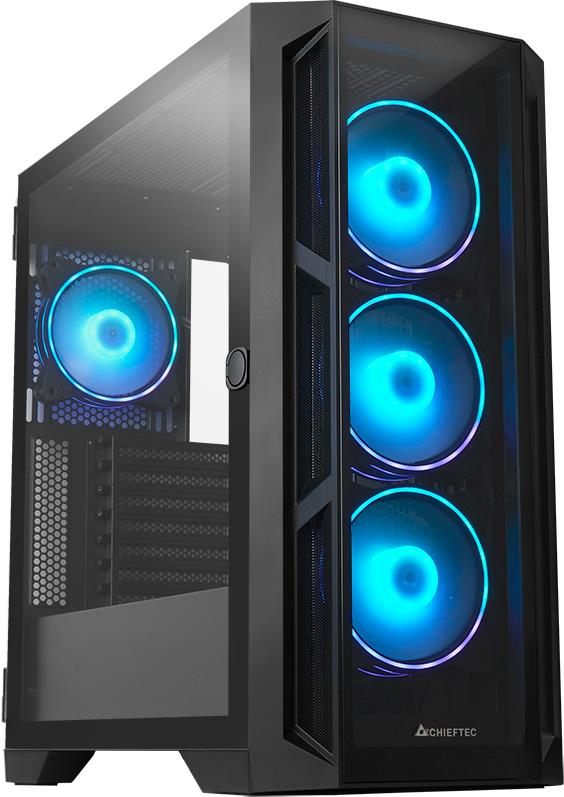 Chieftec Gamer Series APEX - Tower - ATX - Seitenteil mit Fenster (gehärtetes Glas) - keine Spannungsversorgung (ATX) - Schwarz - USB/Audio (GA-01B-TG-OP)