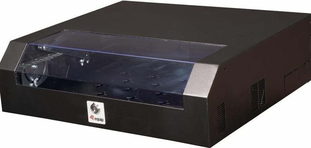 Equip Slim Flex 19' Schrank - 5HE - RAL9005 Schwarz - Wandmontiertes Regal - 2U/3U - 30 kg - Sperrschloss - Ablageschienen - 8,5 kg (ESF-05-B)