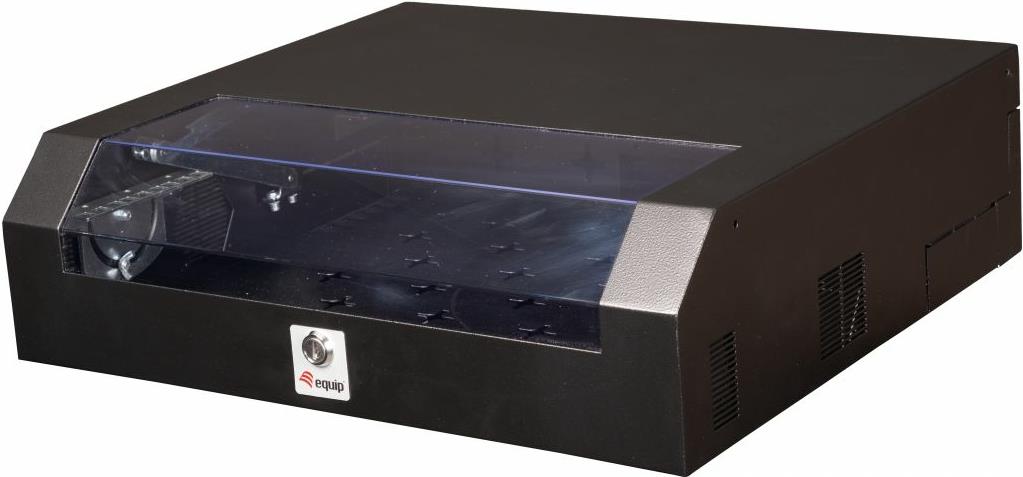 Equip Slim Flex 19' Schrank - 5HE - RAL9005 Schwarz - Wandmontiertes Regal - 2U/3U - 30 kg - Sperrschloss - Ablageschienen - 8,5 kg (ESF-05-B)