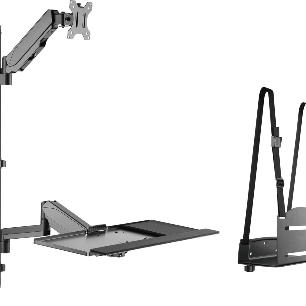 equip - Befestigungskit (CPU-Halterung, Tastatur-Tablett, Wandmontagehalterung) - Gasfeder - für LCD-Display / Curved LCD-Display - workstation - Kunststoff, stainless steel, Aluminium - Schwarz - Bildschirmgröße: 43,2-81,3 cm (17"-32") - Wandmontage (650170)