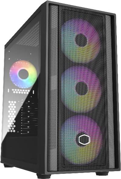 Cooler Master MasterBox 600 - Mid tower - E-ATX - Seitenteil mit Fenster (gehärtetes Glas) - keine Spannungsversorgung (ATX) - Schwarz - USB/Audio (MB600-KGNN-S00)