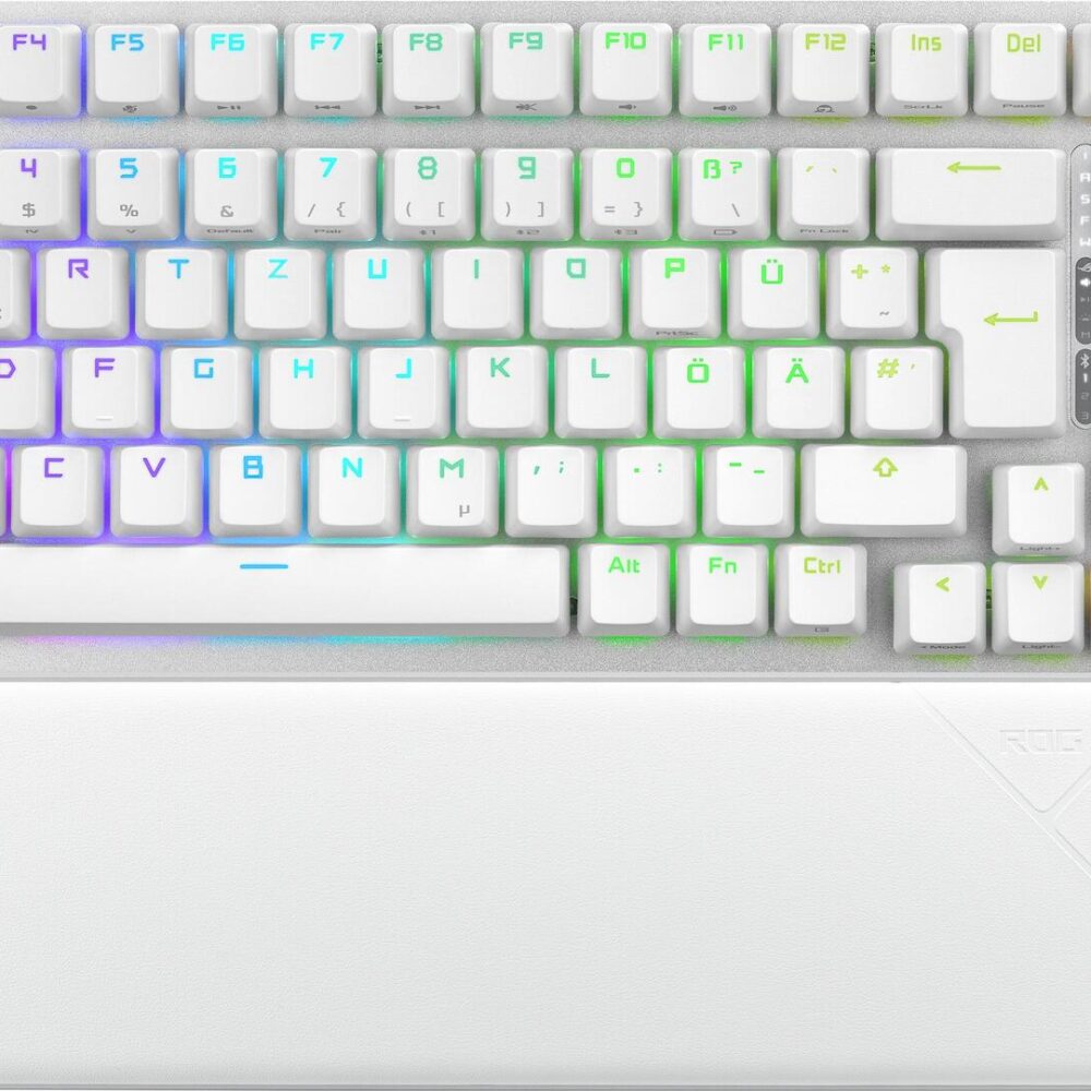 ASUS ROG Strix Scope II 96 - Tastatur - 96% - backlit - kabellos - USB, 2,4 GHz, Bluetooth 5,1 - Tastenschalter: ROG NX (hot-swappable) - weiß (90MP037A-BKDA30)