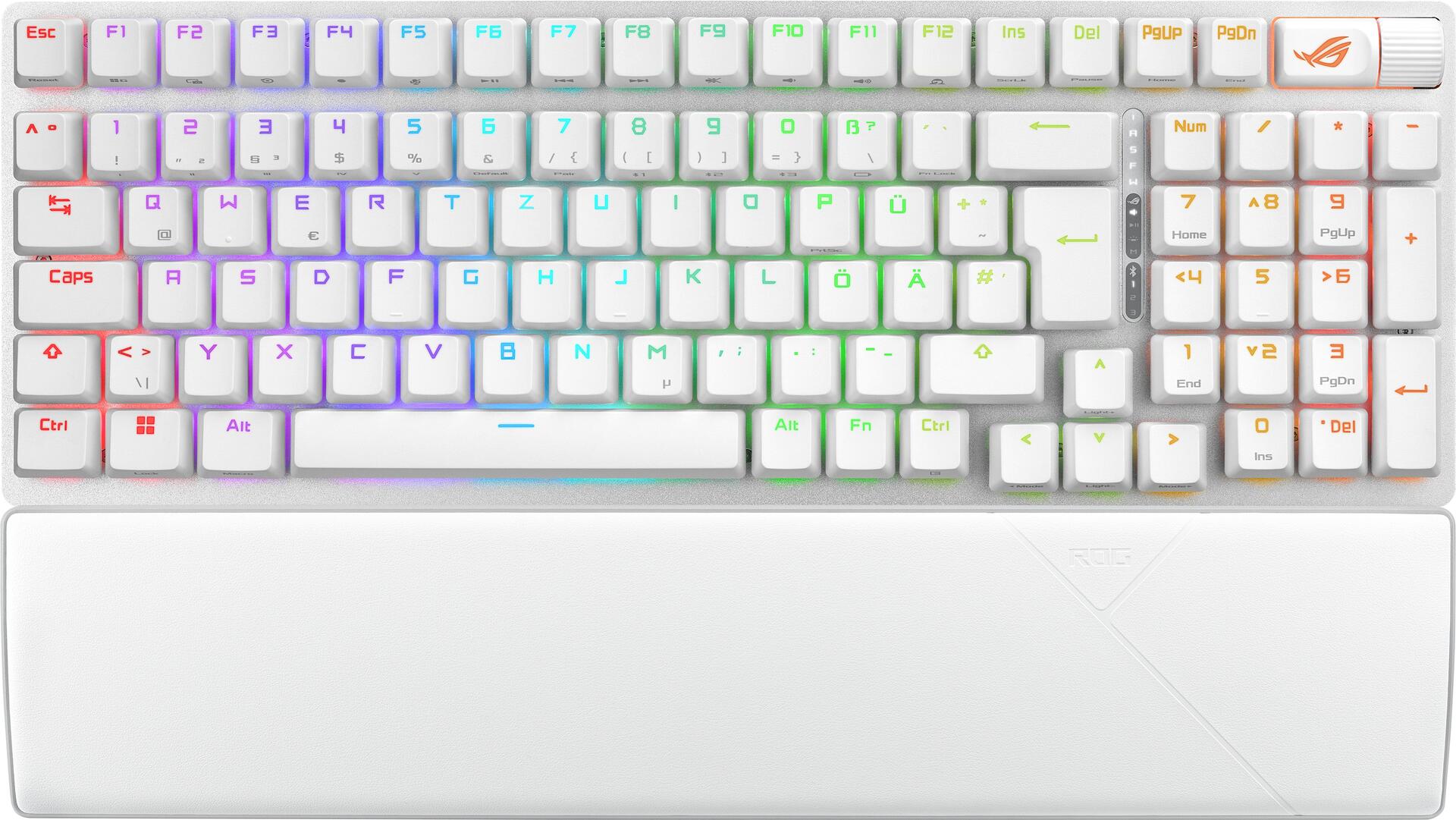 ASUS ROG Strix Scope II 96 - Tastatur - 96% - backlit - kabellos - USB, 2,4 GHz, Bluetooth 5,1 - Tastenschalter: ROG NX (hot-swappable) - weiß (90MP037A-BKDA30)