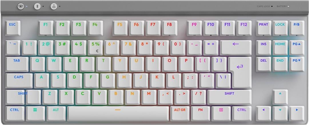 Logitech G G515 - Tastatur - LIGHTSPEED - TKL - Hintergrundbeleuchtung - kabellos - 2,4 GHz, Bluetooth, USB - QWERTY - US International - Tastenschalter: GL Tactile - weiß (920-012539)