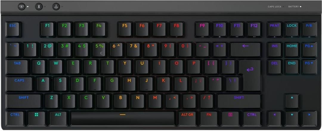 Logitech G G515 - Tastatur - LIGHTSPEED - TKL - Hintergrundbeleuchtung - kabellos - 2,4 GHz, Bluetooth, USB - QWERTY - US International - Tastenschalter: GL Tactile - Schwarz (920-012538)